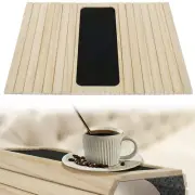 Flexible Wooden Sofa Arm Chair Tray Table Organiser Snack Serving Tray Arm Rest-