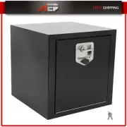 18"x18"x18" Black Storage Tool Box W/2x Chain + 1x Lock For Truck RV Garage