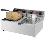 Hakka 16L Electric Deep Fryer Dual Tank Stainless Steel 2 Basket Turkey Fryers