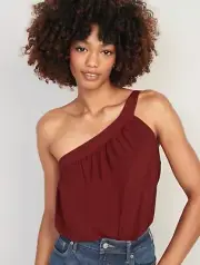 Old Navy Womens Size 2X ~ Burgundy Soft Woven One Shoulder Top $34 Super Soft