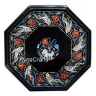 Octagon Marble Coffee Table Top Semi Precious Stone Inlay Work Bed Side Table