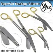 SuperCut Lister Bandage Scissors with ONE SERRATED BLADE Gold Handle for Nurses