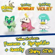 Paldea Starters Shiny 6IVs: Sprigatito, Fuecoco, Quaxly - Pokemon Scarlet Violet