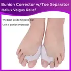 Silicone Gel Bunion Corrector Protector w/ Toe Separator HalluxValgus Relief 2pc