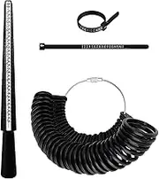 Ring Sizer Kit Ring Sizer Measuring Tool Includes Plastic Mandrel Adjustable Ring Gauge and 2 Finger Tape Measures for Women Men Jewelry Making