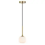 Blaise Ribbed Glass Gold Opal White Pendant Light