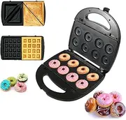 Baotkere Donut Maker, 3 in 1 Electric Waffles Sandwich Machine，Panini Press Grill Iron Set with 3 interchangeable Removable Non Stick Plates，750W Detachable Dessert Toaster, Perfect for Breakfast
