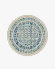 185' Round | Machine Washable Runner Rug | Kid & Pet Friendly | Indoor Rug | Cyrus Neutral and Blue Rug | Ruggable