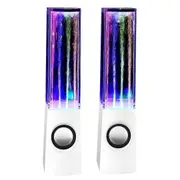 2PCS LED Light Dancing Water Music Fountain Light Speakers for PC Laptop For Phone Portable Desk Stereo Speaker white