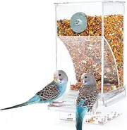 Rypet No Mess Automatic Bird Feeder Transparent Food Container Cage Acrylic Parrot Feeder Accessories for Small Birds Parrot Cockatoo Canary