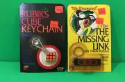 1982 RUBIK’S CUBE KEYCHAIN & GO BANANAS THE MISSING LINK NIC BY IDEAL