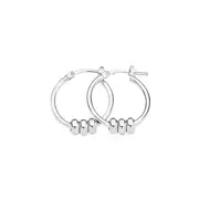 Silver 15mm Three Rings Hoop Earrings