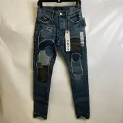 PURPLE BRAND Vintage Heavy Patch Repair Jean Men's Size 28 Mid Indigo
