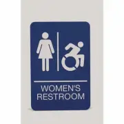 Headline Sign 7777 6x9 Women's Restroom ADA Sign - Blue Face/White Graphics New