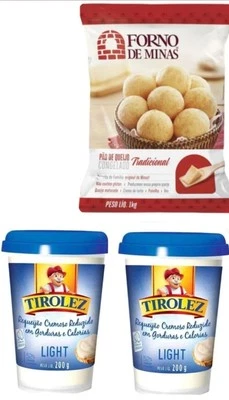 Pao de Queijo Forno de Minas 1kg + Requeijao Light Tirolez 2x200g