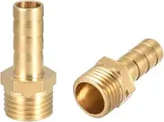 uxcell Brass Hose Barb Fitting,Connector,8mm Barb x G1/4 Male Pipe Adapter,2pcs