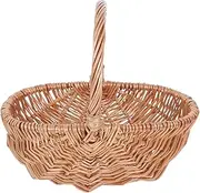 MINAOLULUS Woven Hand Basket for Collecting Eggs Lightweight Rattan Willow Picnic Basket with Handle for Outdoor Shopping and Fruit Transport Charming and Durable Design Shape