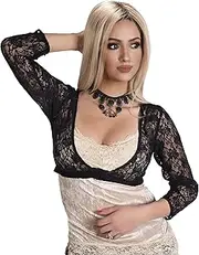 [Western F.a.s.h.i.o.n] Women's Black Lace Stretchy BoleroTop