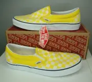 Vans Classic Checkerboard Slip On Shoes Men's 9.5 Yellow Women's 11 Bright Lemon