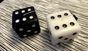 Feeling Lucky Black and White Dice Candles Set of Two (3 in. x 3 in.)