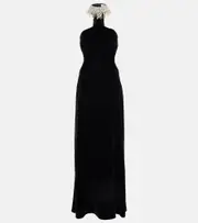 [McQueen] McQueen Embroidered velvet gown AU 6 black