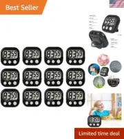 12 Pack Digital Kitchen Timer with Loud Alarm & Large LCD - Perfect for Cooking