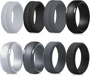 [LOCCY] 8 Pcs Silicone Wedding Ring for Men Mens Silicone Wedding Rings Comfortable Fit Skin Mens' Silicone Wedding Engagement Bands Athletic Ring for Active Men for Work, Sports, Workout
