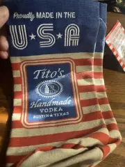 tito's vodka bottle Gift Bag Patriotic USA Canvas With Pull String And Tags