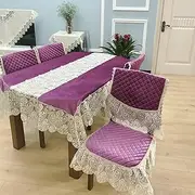 EHOMERY Table Cloths for Parties Fabric Bulk Table Dining Cloth Lace Dining Room Table Cloth Table Cover 8 Seater Polyester Purple Table Decoration 150X220Cm