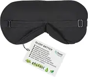Tencel Sleeping Mask - Black Eye Cover with Nose Baffle, Oversized, Light, Thermo-Regulating, Breathable Moisture Wicking Blindfold Sleep Mask for Women Men, Blackout Eye Mask for Sleeping Naps Yoga