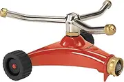 Dramm 15051 ColorStorm Premium 3-Arm Whirling Sprinkler with Heavy Duty Metal Wheeled Base, Red