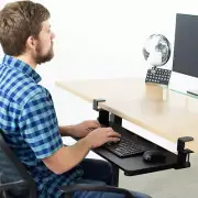 Keyboard Tray Under Desk Slide-Out Platform Computer Drawer for Typing Black AU