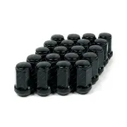 SAAS Wheel Nuts Flat Head Bulge 1/2 Inch Black Finish 40mm Length Pack of 20