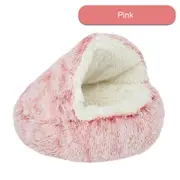 GGP Cozy Pink Plush Hooded Pet Bed Ultra Soft Long Fur Cave Bed For Small Pets 50Cm