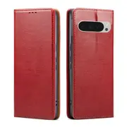 For Google Pixel 9 Pro Case Leather Flip Wallet Folio Cover Red