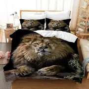 v5283 Bed Sheets Old Lion Animal Print Duvet Cover Set Pillowcase Super Bedding Bed Sheets IU5283
