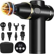 [QZTHOU] Massage Gun, Deep Tissue Massager,Handheld Electric Muscle Massager,with LCD Touch Screen, 8 Massage Heads & 32 Speed, for Muscle Pain Relief Recovery