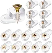 Morobor 100PCS Glass Retainer Clips Kit, Glass Clip Glass Cabinet Clips with Screws for Fixing Glass Cabinet Doors,Suitable for 4-5mm Glass (Transparent with Color Plating Screw)