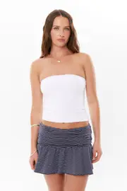 [Supré] Supré - Posey Ruched Mini Skirt - Washed navy/white stripe XS WASHED NAVY/WHITE STRIPE