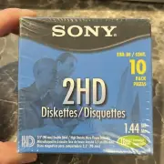 Sony 2HD 3.5" Floppy Disk IBM Formatted - 10 Pack - Diskettes SEALED in Box