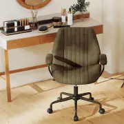 CostwayOffice Chair Swivel Computer Chair Suede Fabric with Padded Arms-Olive