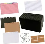 JEWEDECO Index Card Storage Box Set Lined Cards Organize Notes Study Office School Versatile Use