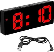 Digital Alarm Clock Large LED Display Bedside Clock with 3 Levels Brightness Adjustment Electronic Desktop Clock with Temperature Display Voice Control Snooze Function for Home Bedroom Office(red)