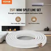 25FT Mini Split Line Set 6.4 & 12.7mm O.D Copper Pipes Tubing and Triple-Layer Insulation for Air Conditioning or Heating Pump Equipment & HVAC