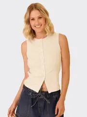 Womens Soft Touch Button Up Tank Top