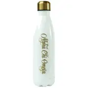Alpha Chi Omega Sorority Stainless Steel Water Bottle- White/Gold-New!
