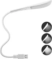 LEDGLE 2.8 W Dimmable LED USB Lamp, Reading Lamp, Night Light, Computer Lamp, LED Lamp, USB Connection with 3 3 Brightness Levels and Sensitive Touch Switch, 6000 K White Light, 14 LED Beads, White