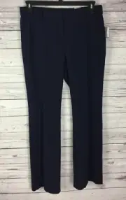Rafaella Classic Dress Pants Women 10 Navy Blue Stretch Flat Front Tapered Boot