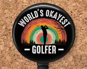 Badge Reel - World's Okayest Golfer - Retractable ID Holder 8354