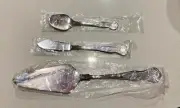 New vintage silver plated cake slicer server and 2 other serving utensils set